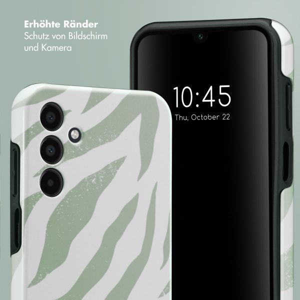 Selencia Vivid Back Cover für das Samsung Galaxy A15 (5G/4G) - Colorful Zebra Sage Green