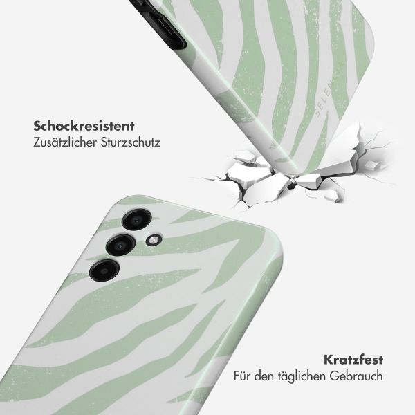 Selencia Vivid Back Cover für das Samsung Galaxy A15 (5G/4G) - Colorful Zebra Sage Green
