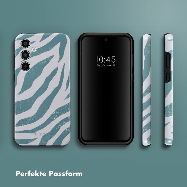 Selencia Vivid Back Cover für das Samsung Galaxy A35 - Colorful Zebra Pine Blue