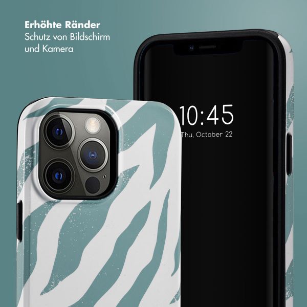 Selencia Vivid Back Cover für das iPhone 14 Pro Max - Colorful Zebra Pine Blue