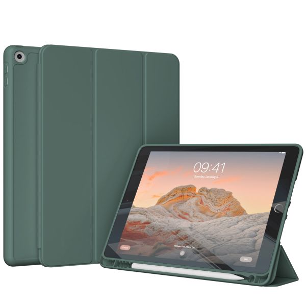 Accezz Smarte Klapphülle aus Silikon für das iPad 9 (2021) 10.2 / iPad 8 (2020) 10.2 / iPad 7 (2019) 10.2 - Dunkelgrün