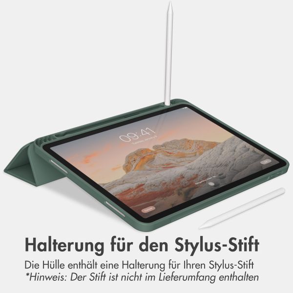 Accezz Smarte Klapphülle aus Silikon für das iPad Air 11 Zoll (2024) M2 / Air 5 (2022) / iPad Air 4 (2020) - Dunkelgrün