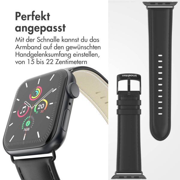 imoshion Klassisches Lederarmband für die Apple Watch Series 1-9 / SE - 38/40/41 mm / Series 10 - 42 mm - Schwarz