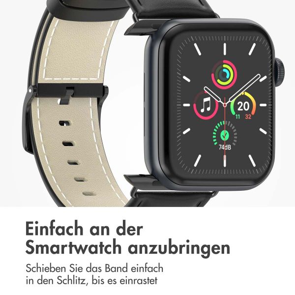 imoshion Klassisches Lederarmband für die Apple Watch Series 1-9 / SE - 38/40/41 mm / Series 10 - 42 mm - Schwarz