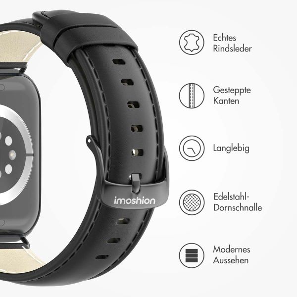 imoshion Klassisches Lederarmband für die Apple Watch Series 1-9 / SE - 38/40/41 mm / Series 10 - 42 mm - Schwarz