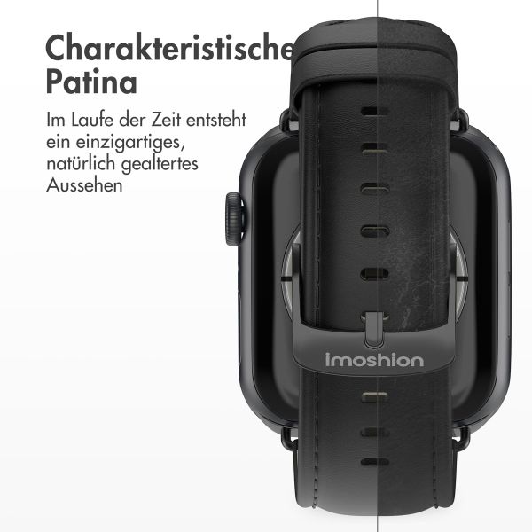 imoshion Klassisches Lederarmband für die Apple Watch Series 1-9 / SE - 38/40/41 mm / Series 10 - 42 mm - Schwarz