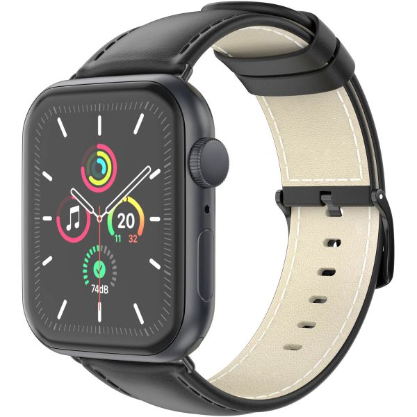 imoshion Klassisches Lederarmband für die Apple Watch Series 1-9 / SE - 38/40/41 mm / Series 10 - 42 mm - Schwarz