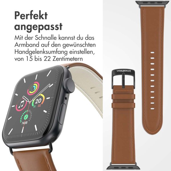 imoshion Klassisches Lederarmband für die Apple Watch Series 1-9 / SE - 38/40/41 mm / Series 10 - 42 mm - Braun