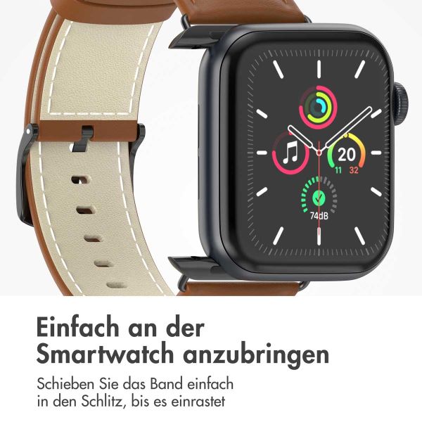 imoshion Klassisches Lederarmband für die Apple Watch Series 1-9 / SE - 38/40/41 mm / Series 10 - 42 mm - Braun