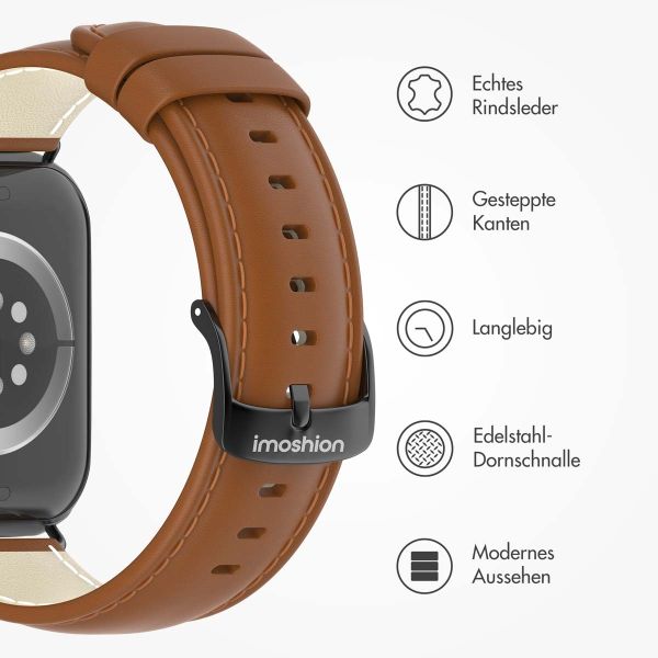 imoshion Klassisches Lederarmband für die Apple Watch Series 1-9 / SE - 38/40/41 mm / Series 10 - 42 mm - Braun