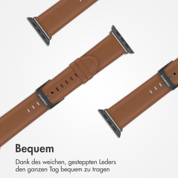 imoshion Klassisches Lederarmband für die Apple Watch Series 1-9 / SE - 38/40/41 mm / Series 10 - 42 mm - Braun