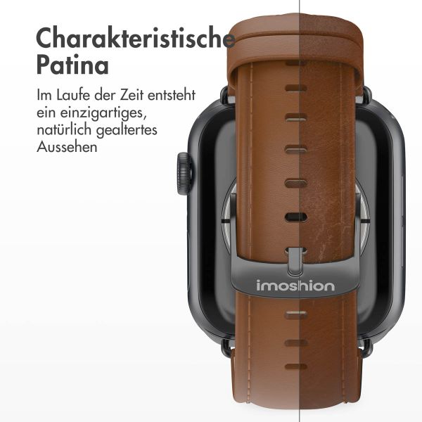 imoshion Klassisches Lederarmband für die Apple Watch Series 1-9 / SE - 38/40/41 mm / Series 10 - 42 mm - Braun