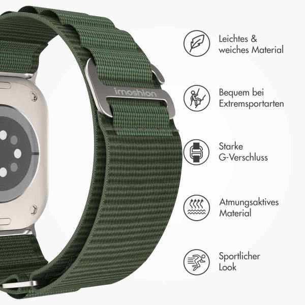 imoshion Nylon-Armband Alpine für die Apple Watch Series 1-9 / SE - 38/40/41 mm / Series 10 - 42 mm - Grün