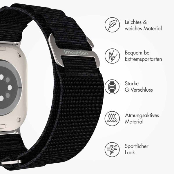 imoshion Nylon-Armband Alpine für die Apple Watch Series 1-9 / SE - 38/40/41 mm / Series 10 - 42 mm - Schwarz