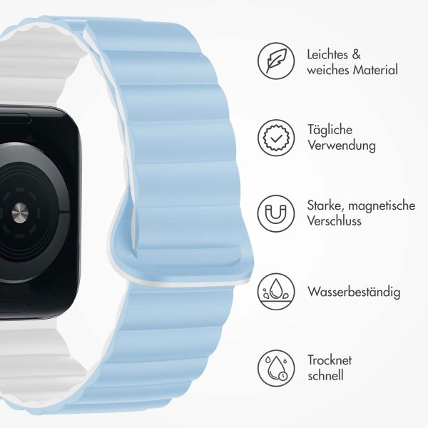 imoshion Silikon-Magnetarmband für die Apple Watch Apple Watch Series 1-9 / SE - 38/40/41 mm / Series 10 - 42 mm - Blau / Weiß