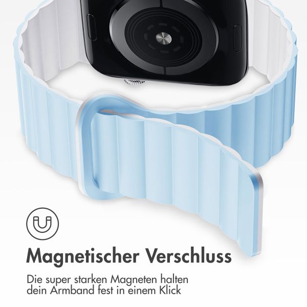 imoshion Silikon-Magnetarmband für die Apple Watch Apple Watch Series 1-9 / SE - 38/40/41 mm / Series 10 - 42 mm - Blau / Weiß