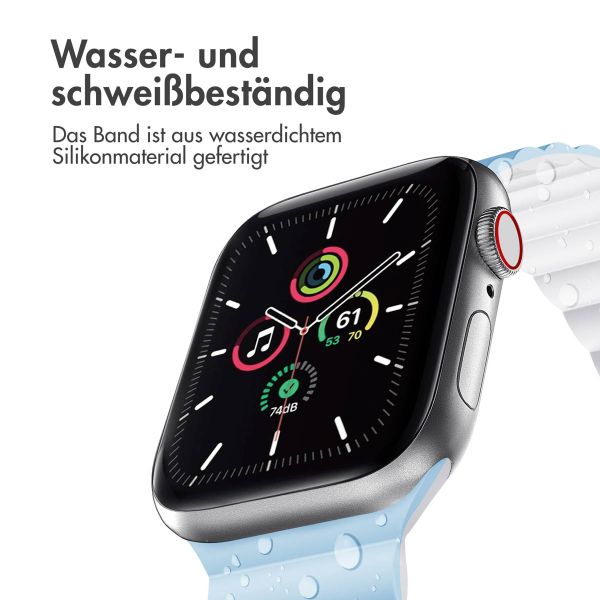 imoshion Silikon-Magnetarmband für die Apple Watch Apple Watch Series 1-9 / SE - 38/40/41 mm / Series 10 - 42 mm - Blau / Weiß