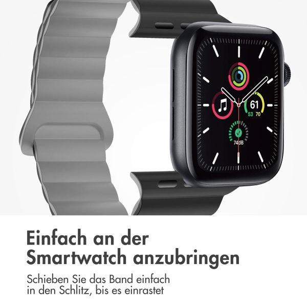 imoshion Silikon-Magnetarmband für die Apple Watch Apple Watch Series 1-9 / SE - 38/40/41 mm / Series 10 - 42 mm - Schwarz / Grau