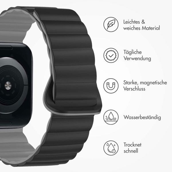 imoshion Silikon-Magnetarmband für die Apple Watch Apple Watch Series 1-9 / SE - 38/40/41 mm / Series 10 - 42 mm - Schwarz / Grau