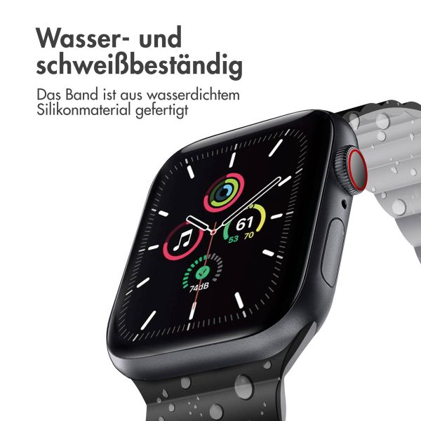 imoshion Silikon-Magnetarmband für die Apple Watch Apple Watch Series 1-9 / SE - 38/40/41 mm / Series 10 - 42 mm - Schwarz / Grau