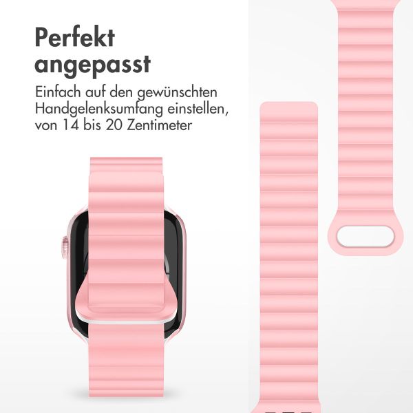 imoshion Silikon-Magnetarmband für die Apple Watch Apple Watch Series 1-9 / SE - 38/40/41 mm / Series 10 - 42 mm - Rosa / Weiß