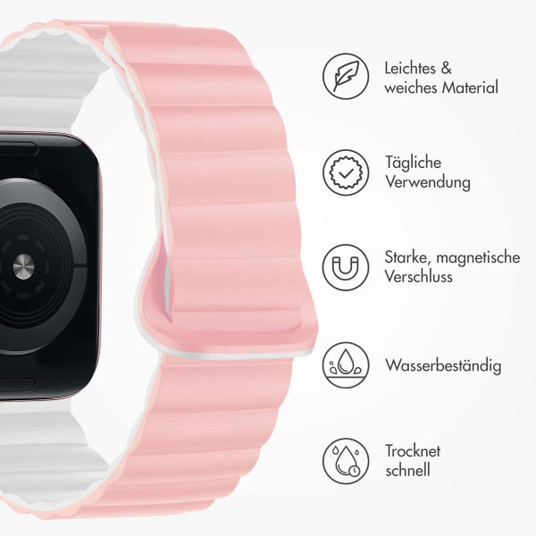 imoshion Silikon-Magnetarmband für die Apple Watch Apple Watch Series 1-9 / SE - 38/40/41 mm / Series 10 - 42 mm - Rosa / Weiß