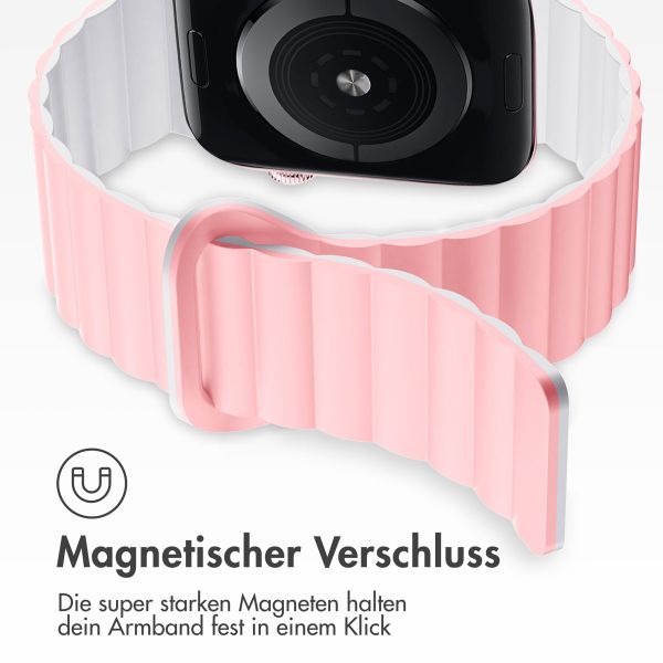 imoshion Silikon-Magnetarmband für die Apple Watch Apple Watch Series 1-9 / SE - 38/40/41 mm / Series 10 - 42 mm - Rosa / Weiß