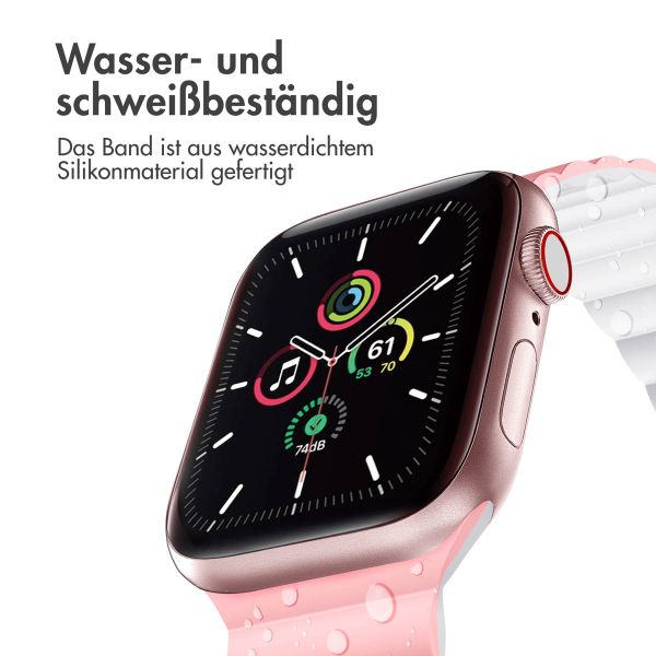 imoshion Silikon-Magnetarmband für die Apple Watch Apple Watch Series 1-9 / SE - 38/40/41 mm / Series 10 - 42 mm - Rosa / Weiß