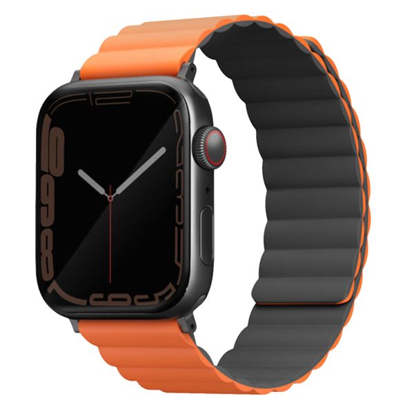 Uniq Revix doppelseitiges Armband für die Apple Watch 1-9 / SE / Ultra (2) – 42/44/45/49 mm – Charcoal (Grey/Orange)