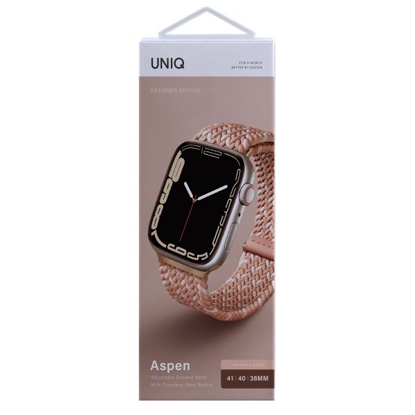 Uniq Aspen Designer Edition Geflochtenes Armband für die Apple Watch 1-9 / SE – 38/40/41 mm – Citrus Pink