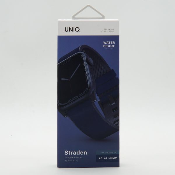 Uniq Straden Wasserdichtes Lederarmband für die Apple Watch 1-9 / SE / Ultra (2) – 42/44/45/49 mm – Preußischblau