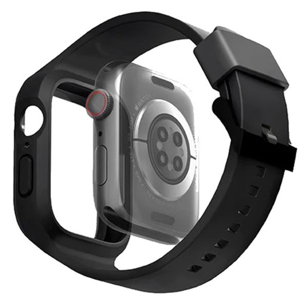 Uniq Monos 2-in-1 Apple Watch Armband mit Hybrid Hülle für die Apple Watch 4-9 / SE - 44/45 mm - Midnight Black