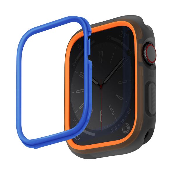 Uniq Moduo Apple Watch Hülle mit austauschbarem Rahmen für die Apple Watch 4-9 / SE - 44/45 mm - Smoke (Orange/Blue)