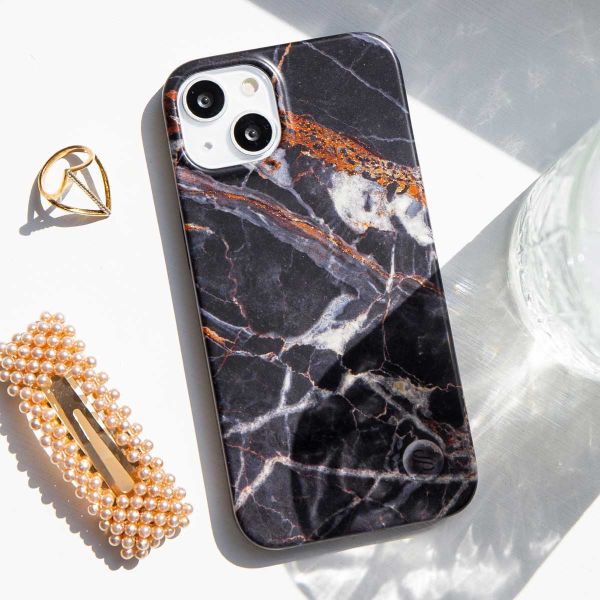 Selencia Aurora Fashion Back Case für das iPhone SE (2022 / 2020) / 8 / 7 - ﻿Strapazierfähige Hülle - 100 % recycelt - Schwarzer Marmor