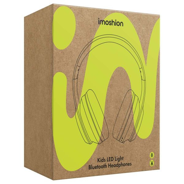 imoshion Kids LED Light Bluetooth-Kopfhörer - Kinderkopfhörer - Kabelloser Kopfhörer + AUX-Kabel - Schwarz