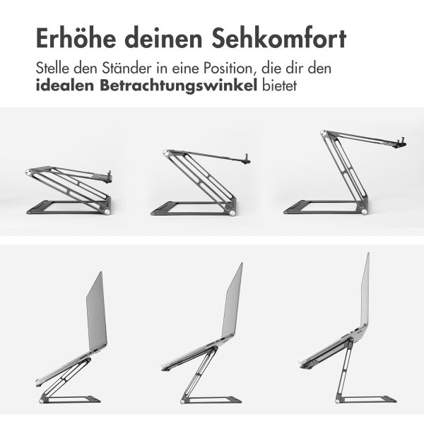 Accezz Origami Laptop Stand - Laptopständer - Verstellbar und faltbar - Universal - Dunkelgrau