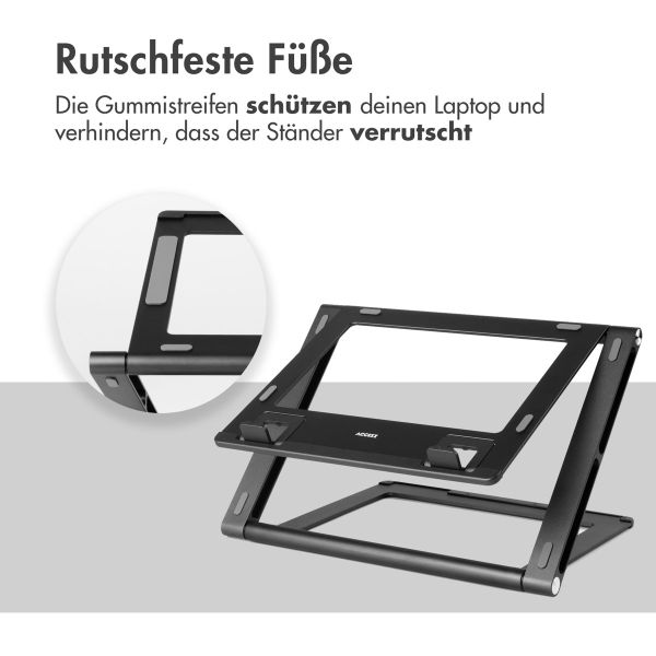 Accezz Origami Laptop Stand - Laptopständer - Verstellbar und faltbar - Universal - Dunkelgrau