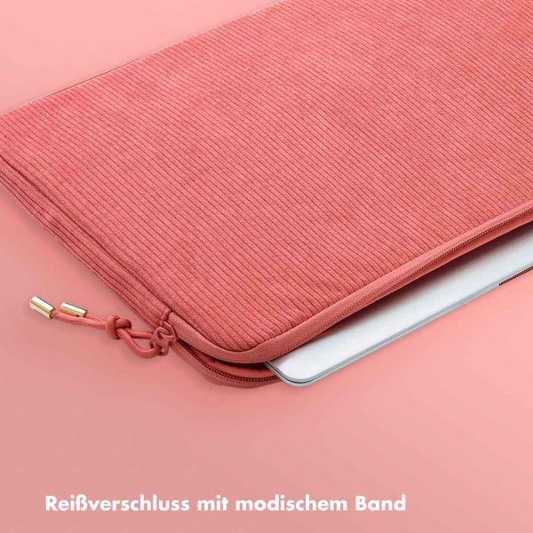 Selencia Cord Laptop Hülle 15-16 Zoll - Laptop Sleeve - Old Pink