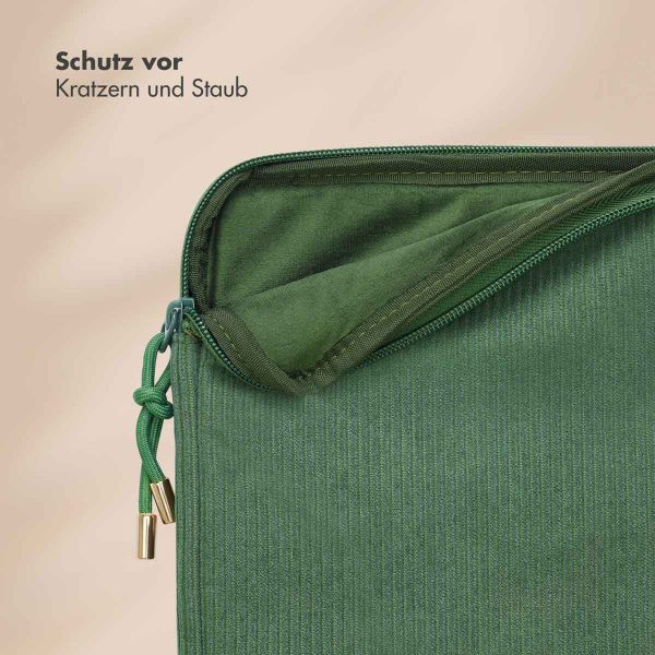 Selencia Cord Laptop Hülle 15-16 Zoll - Laptop Sleeve - Sage Green