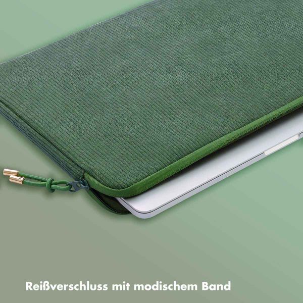 Selencia Cord Laptop Hülle 13-14 Zoll - Laptop Sleeve - Sage Green