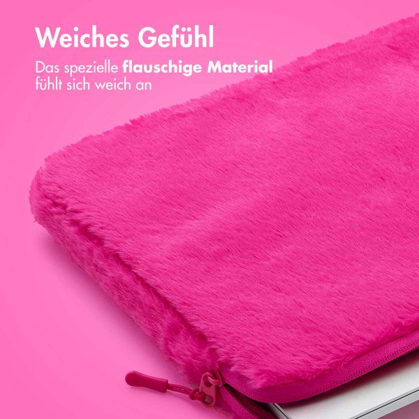 imoshion Fluffy Laptop Hülle 15-16 Zoll - Laptop Sleeve - Hot Pink