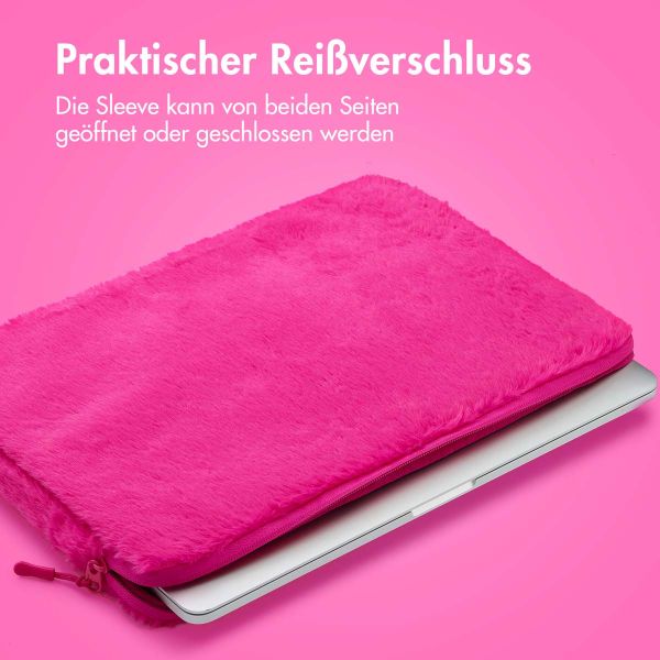 imoshion Fluffy Laptop Hülle 15-16 Zoll - Laptop Sleeve - Hot Pink