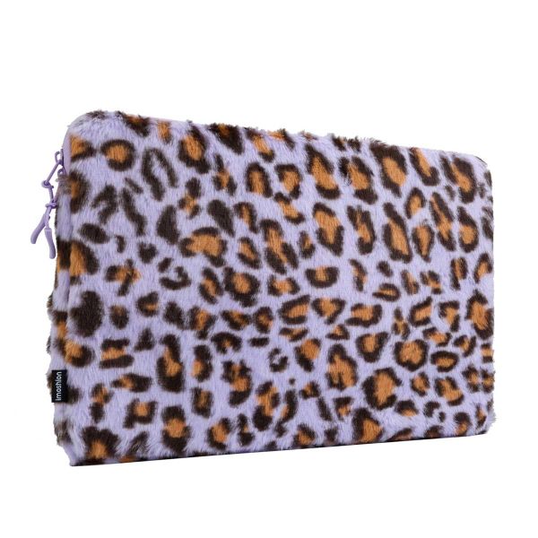 imoshion Fluffy Laptop Hülle 13-14 Zoll - Laptop Sleeve - Leopard Lilac