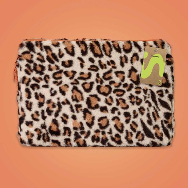 imoshion Fluffy Laptop Hülle 15-16 Zoll - Laptop Sleeve - Leopard Orange