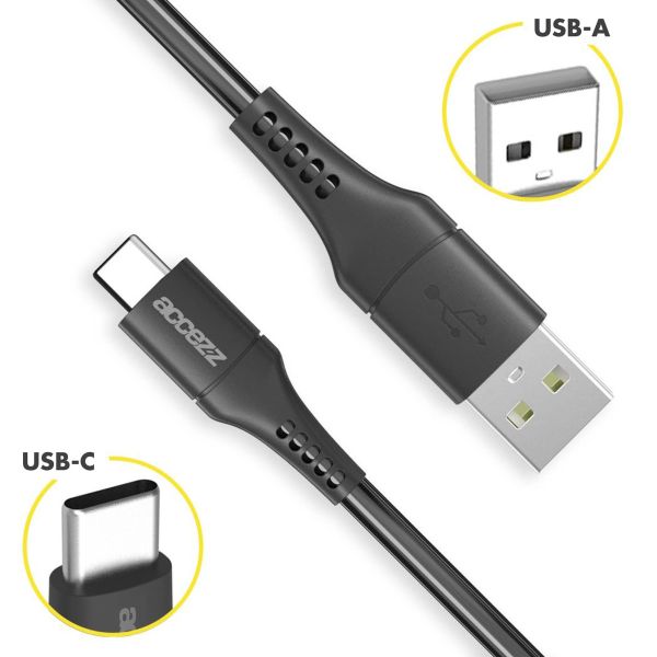 Accezz USB-C auf USB-Kabel für das Samsung Galaxy S23 Ultra - 1 m - Schwarz