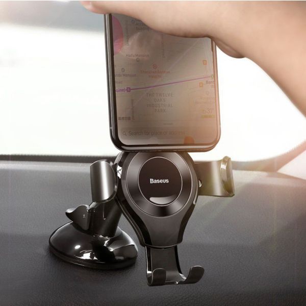 Baseus Osculum Type Gravity Car Mount für das iPhone 15 Pro Max - Handyhalterung für das Auto - Armaturenbrett - Schwarz