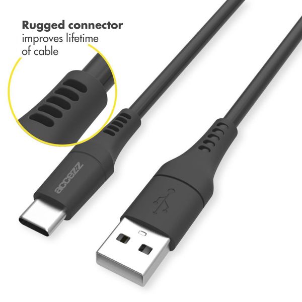 Accezz USB-C auf USB-Kabel für das iPhone 15 - 0,2 m - Schwarz