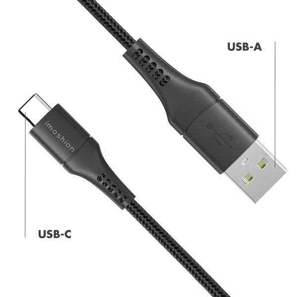 iMoshion USB-C auf USB-Kabel für das Samsung Galaxy A40 - Geflochtenes Gewebe - 1,5 m - Schwarz