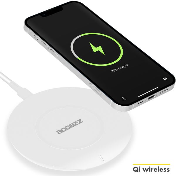 Accezz Qi Soft Touch Wireless Charger für das iPhone 15 Pro - Kabelloses Ladegerät - 10 Watt - Weiß