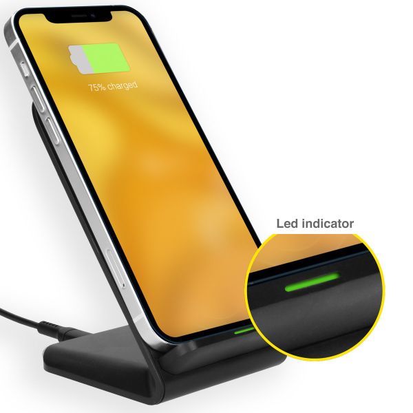 Accezz Qi Desk Wireless Charger für das iPhone 15 Pro Max - Kabelloses Ladegerät - 10 Watt - Schwarz